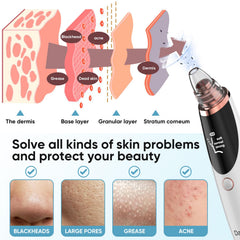 Daweir blackhead remover chamber view highlights visible collection of impurities.