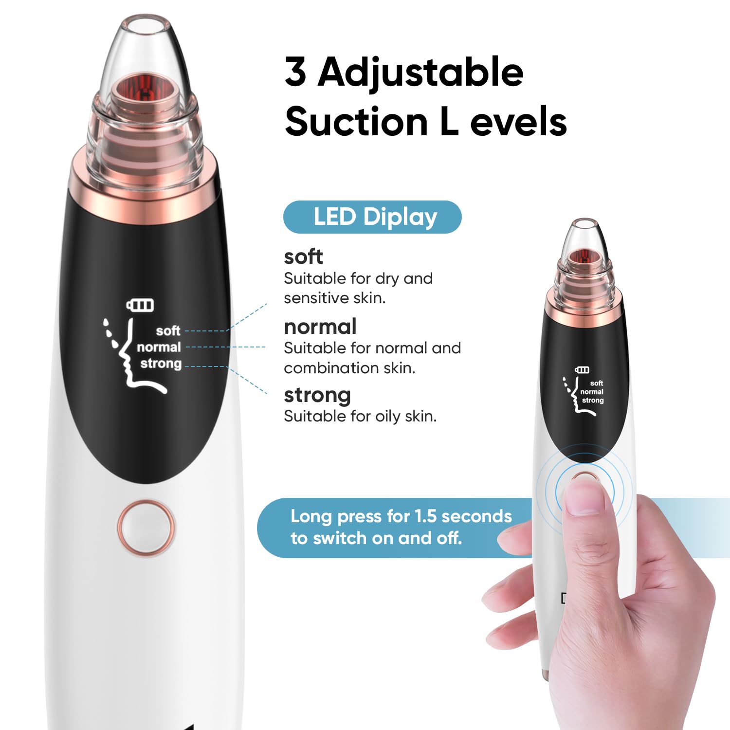 Daweir interchangeable tips close-up demonstrates targeted cleansing for different skin concerns.