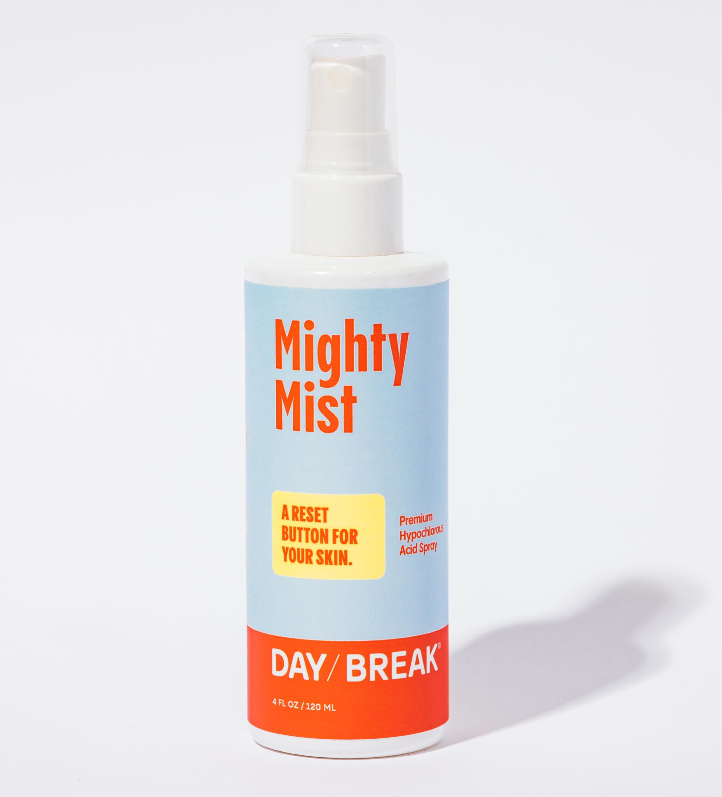 Daybreak Skincare Mighty Mist bottle-pump for quick, refreshing skin relief