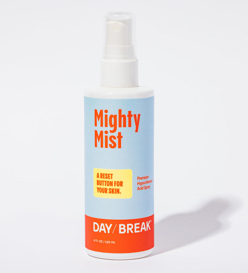 Daybreak Skincare Mighty Mist bottle-pump for quick, refreshing skin relief