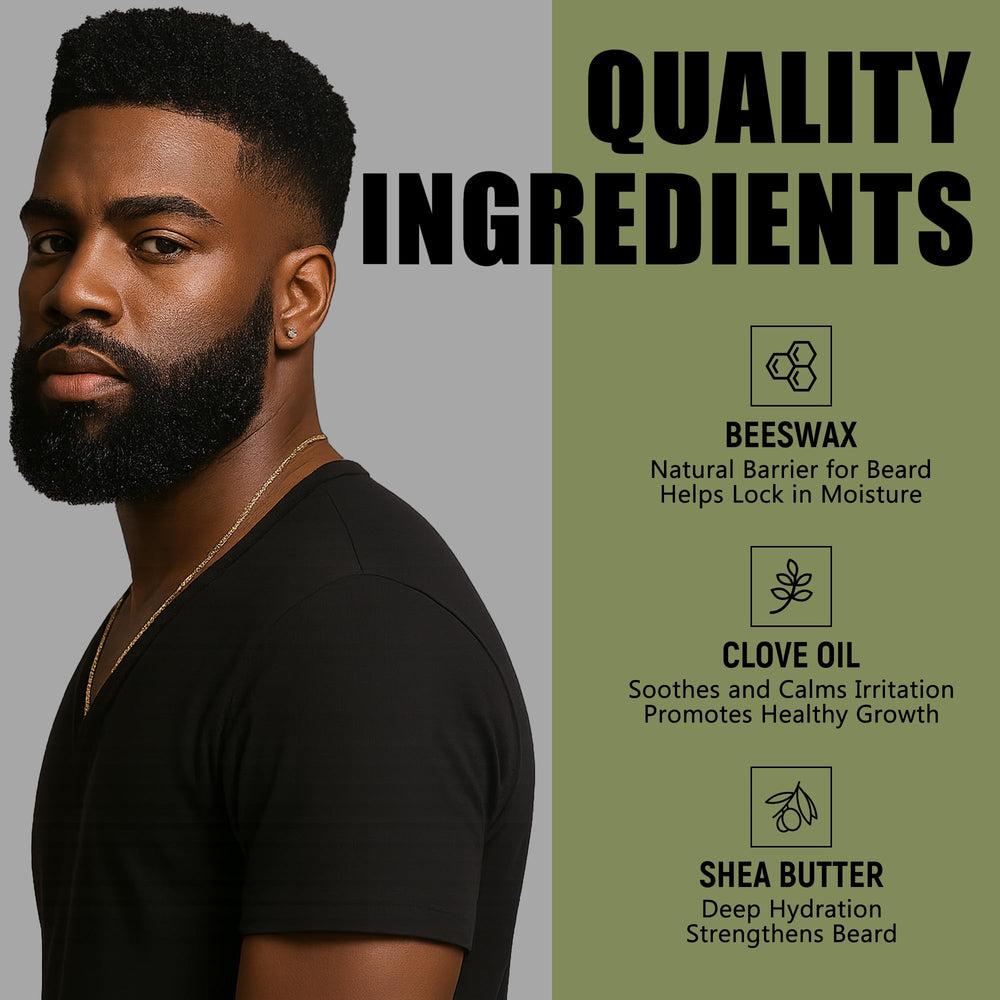 DayixCare beard balm ingredients highlight biotin and shea for smoother texture.