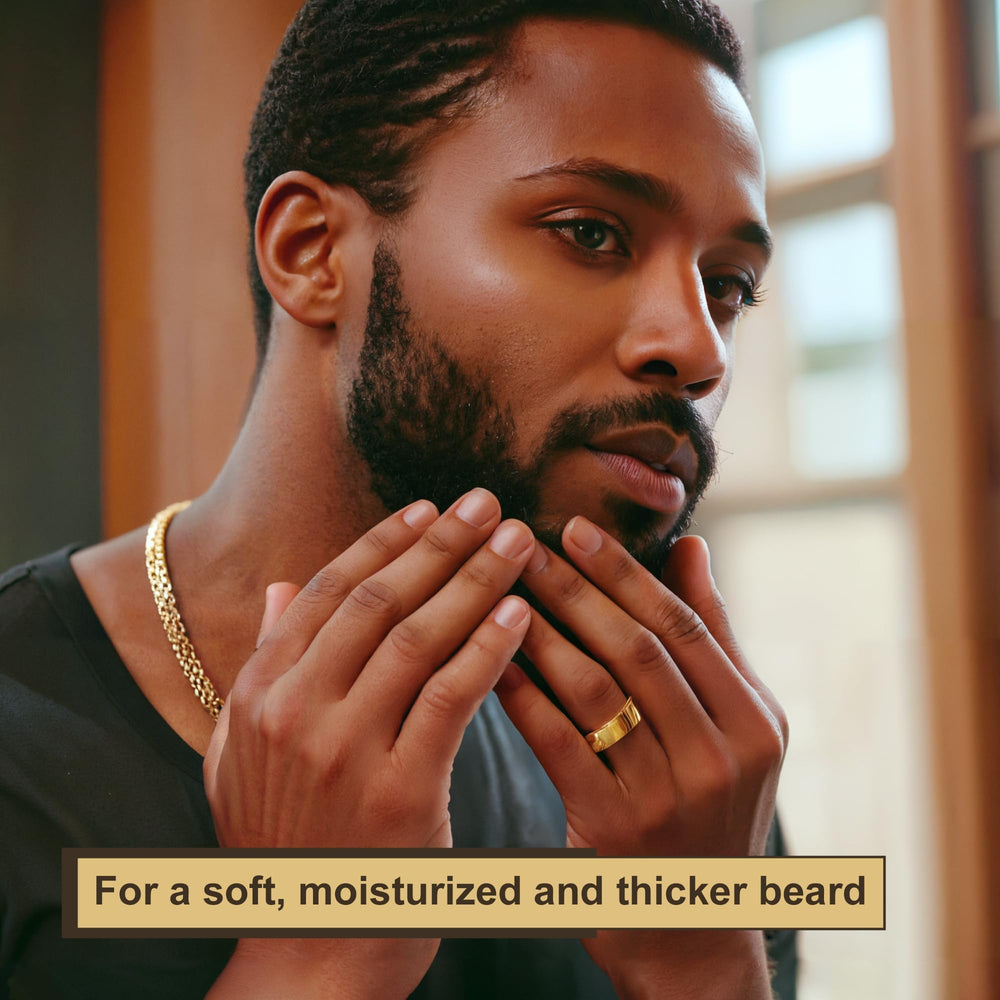 DayixCare beard kit oil application demonstrates easy grooming with hydration and reduced irritation