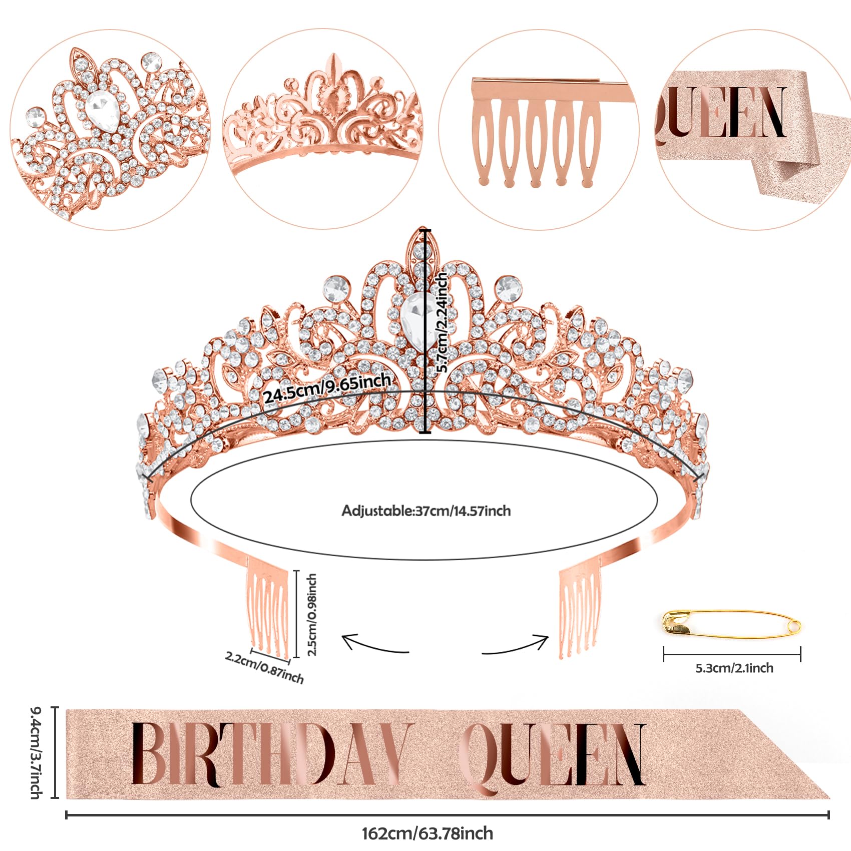 Dayofun princess crown set ideal for cosplay, weddings, or homecoming looks.