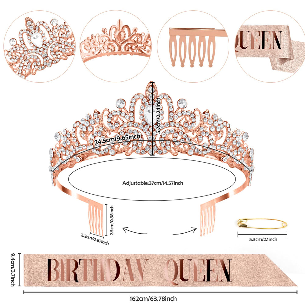 Dayofun princess crown set ideal for cosplay, weddings, or homecoming looks.
