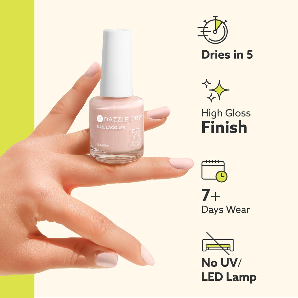 Dazzle Dry chip-free wear visual suggests long-lasting manicure
