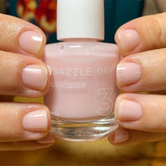 Dazzle Dry Prima Ballerina French base look on nails for a subtle milky pink.