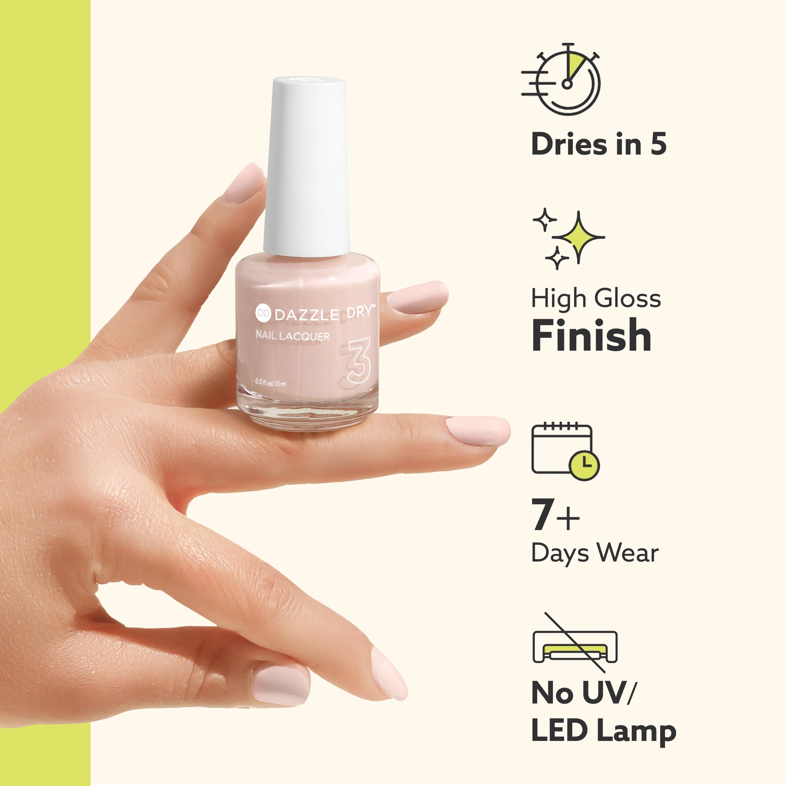 Dazzle Dry Remove pump dispenser shows compact packaging ideal for on-the-go nails