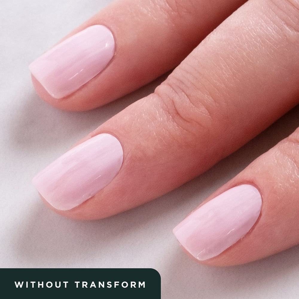 Dazzle Dry Transform Ridge Filler nails before image highlighting ridges that benefit from smoothing.