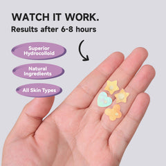 Dazzlook flower acne patch shows iridescent shimmer while shielding breakout areas.