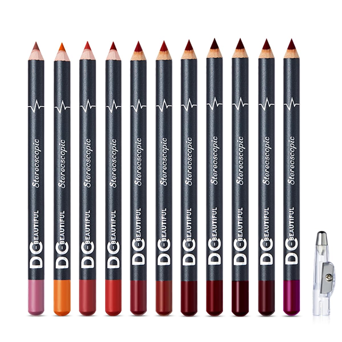 DC-BEAUTIFUL 12Colors lip liner set packaging for travel touch-ups and gifting.