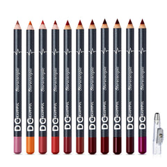 DC-BEAUTIFUL 12Colors lip liner set packaging for travel touch-ups and gifting.