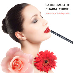 DC-BEAUTIFUL lip liner pencils arranged in swatches show rich, waterproof color payoff.