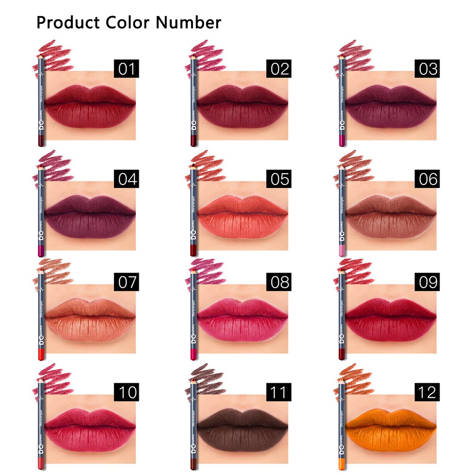 DC-BEAUTIFUL lip liner with built-in sharpener ensures precise edges on the go.