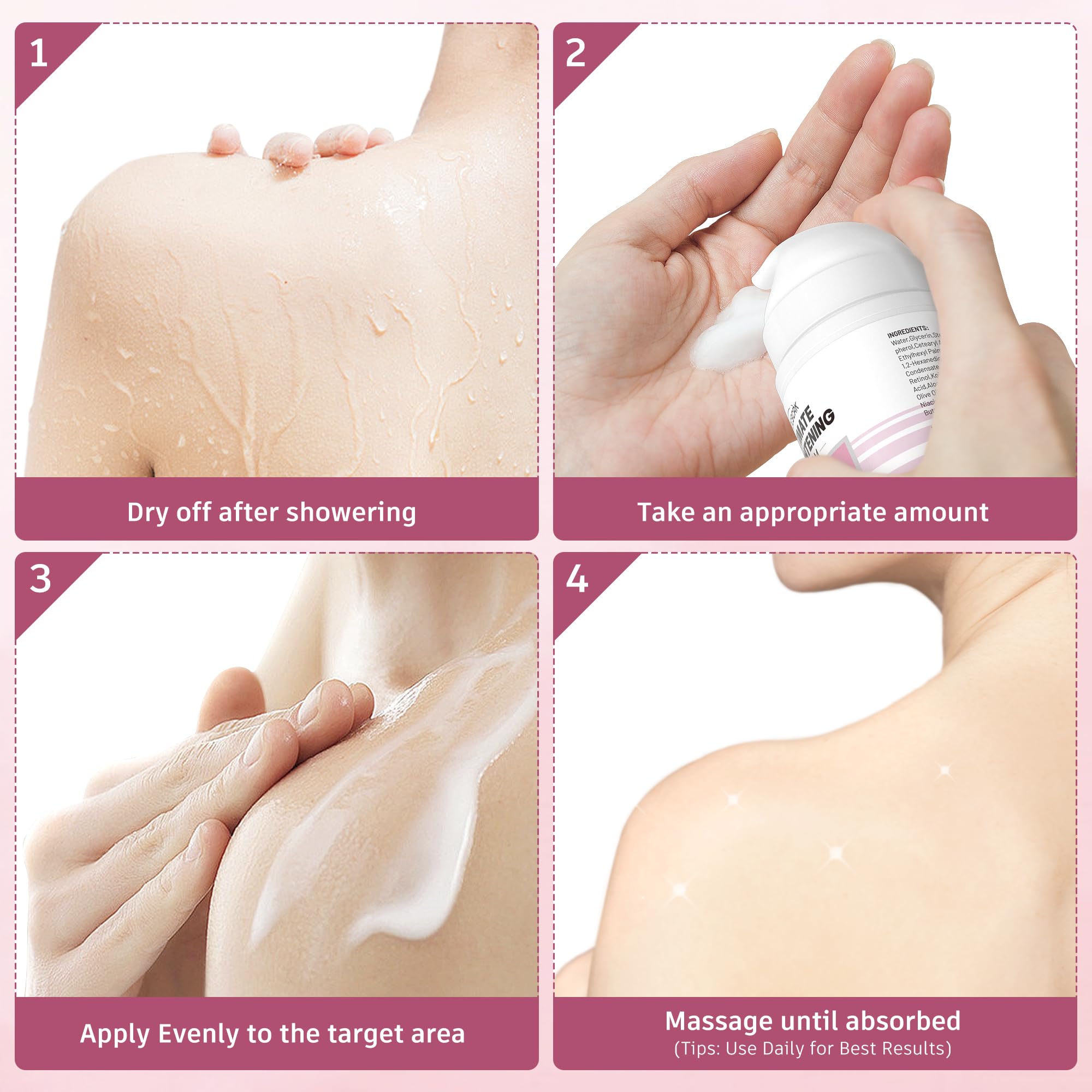 DCSCRK Skin Lightening Cream on the neck area for balanced tone.