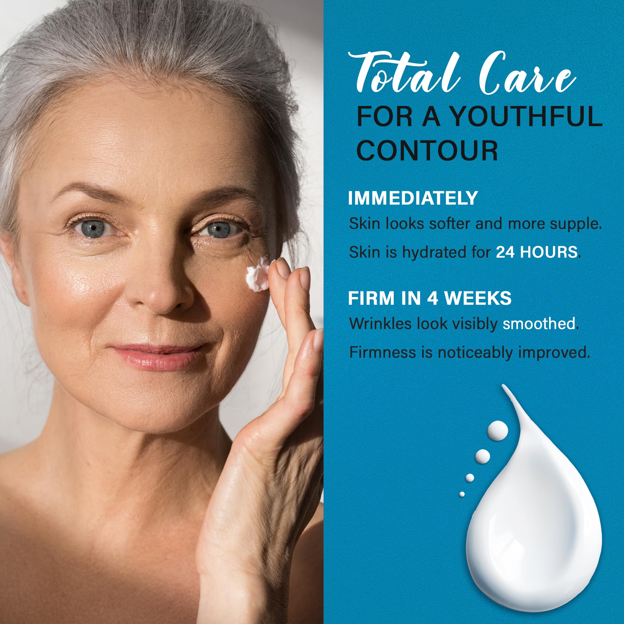 Dcsily Tighten Neck Cream highlights hyaluronic acid hydration drops.