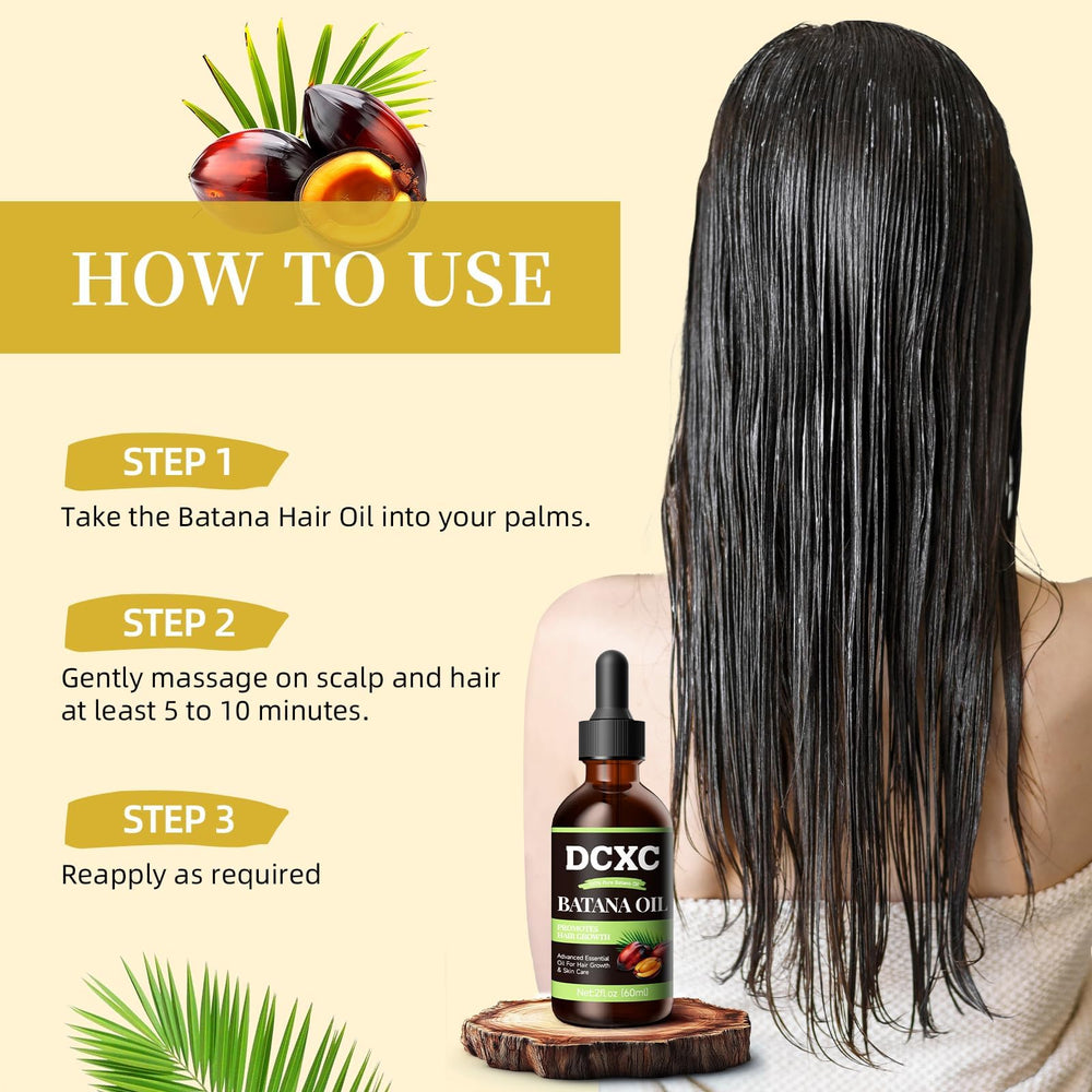 DCXC Batana Oil hair shine image shows silky, glossy strands