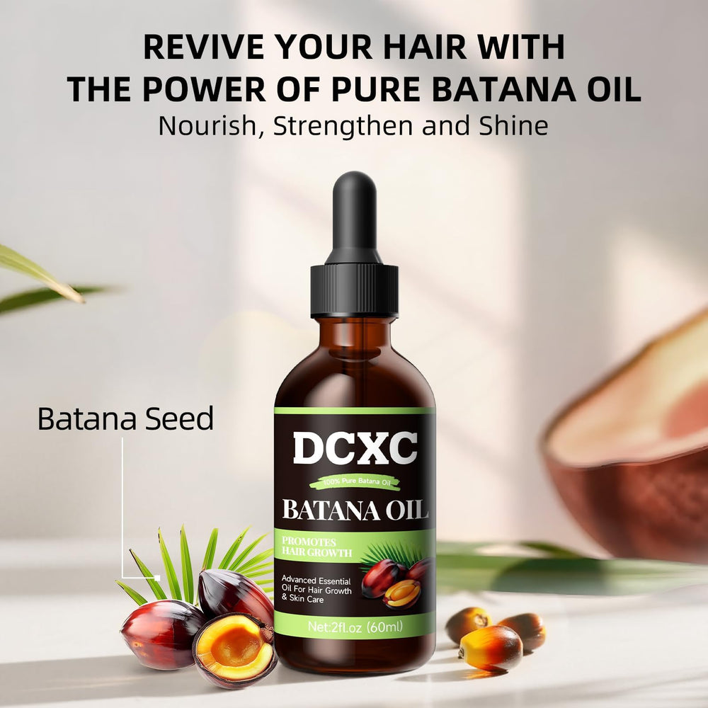 DCXC Batana Oil droplets illustrate easy two-minute daily treatment