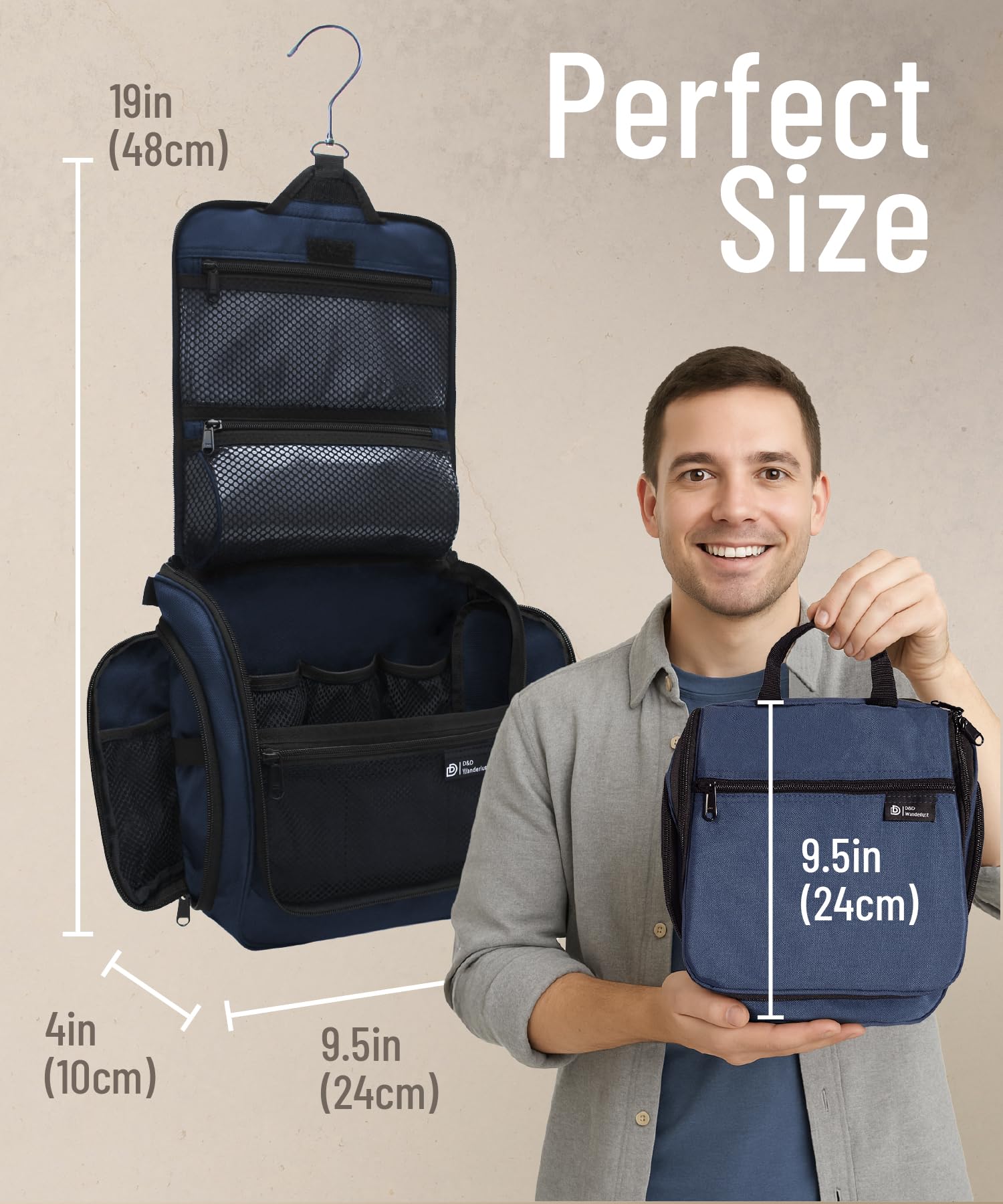 dd-dnd-wanderlust-dopp-kit-sunset-shot open scene with clear inner pouch for easy access