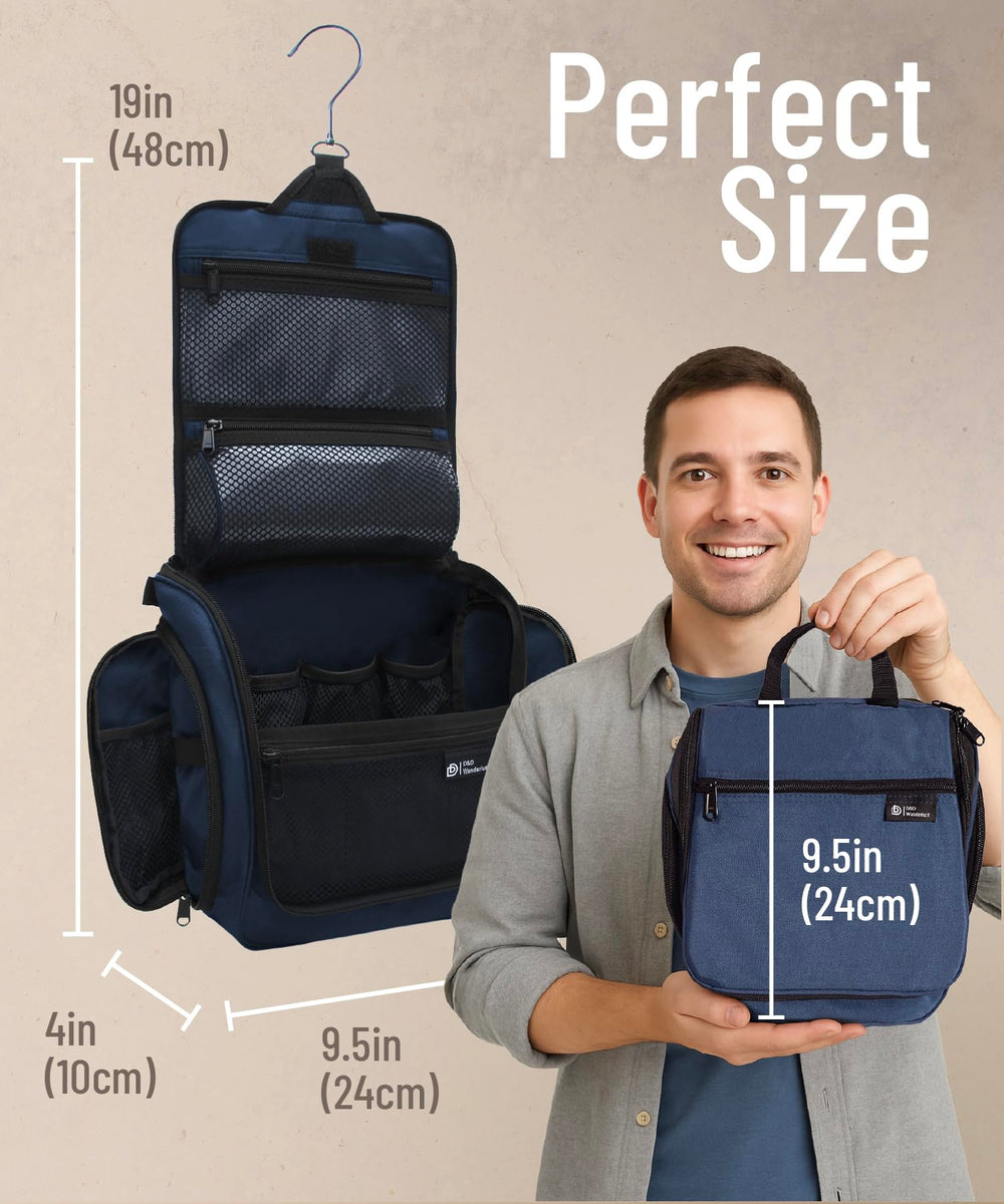 dd-dnd-wanderlust-dopp-kit-sunset-shot open scene with clear inner pouch for easy access