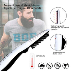 DDONG beard straightener comb features 360-degree swivel cord to prevent tangles during grooming
