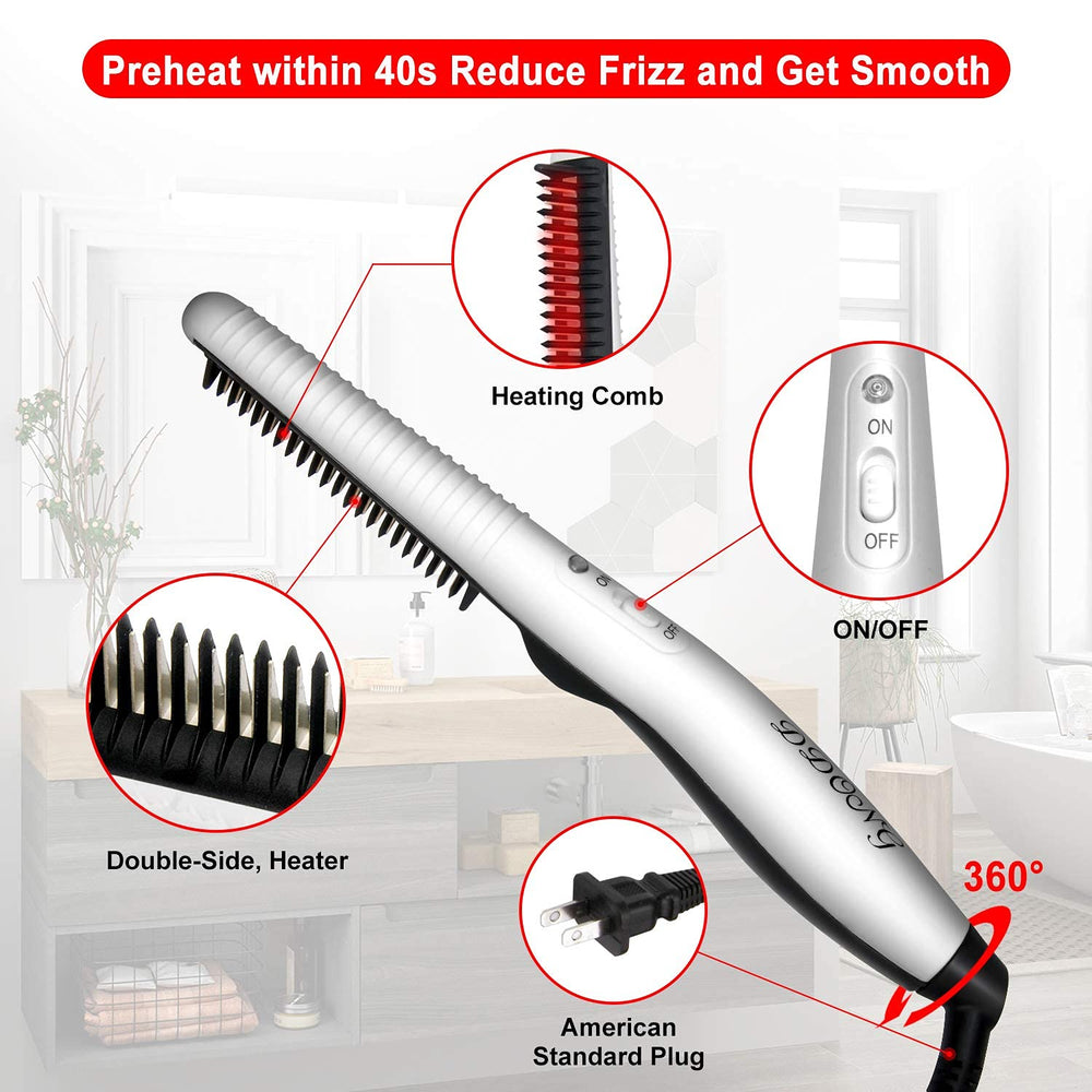 DDONG beard straightener comb with ionic coating reduces snag and frizz for effortless styling