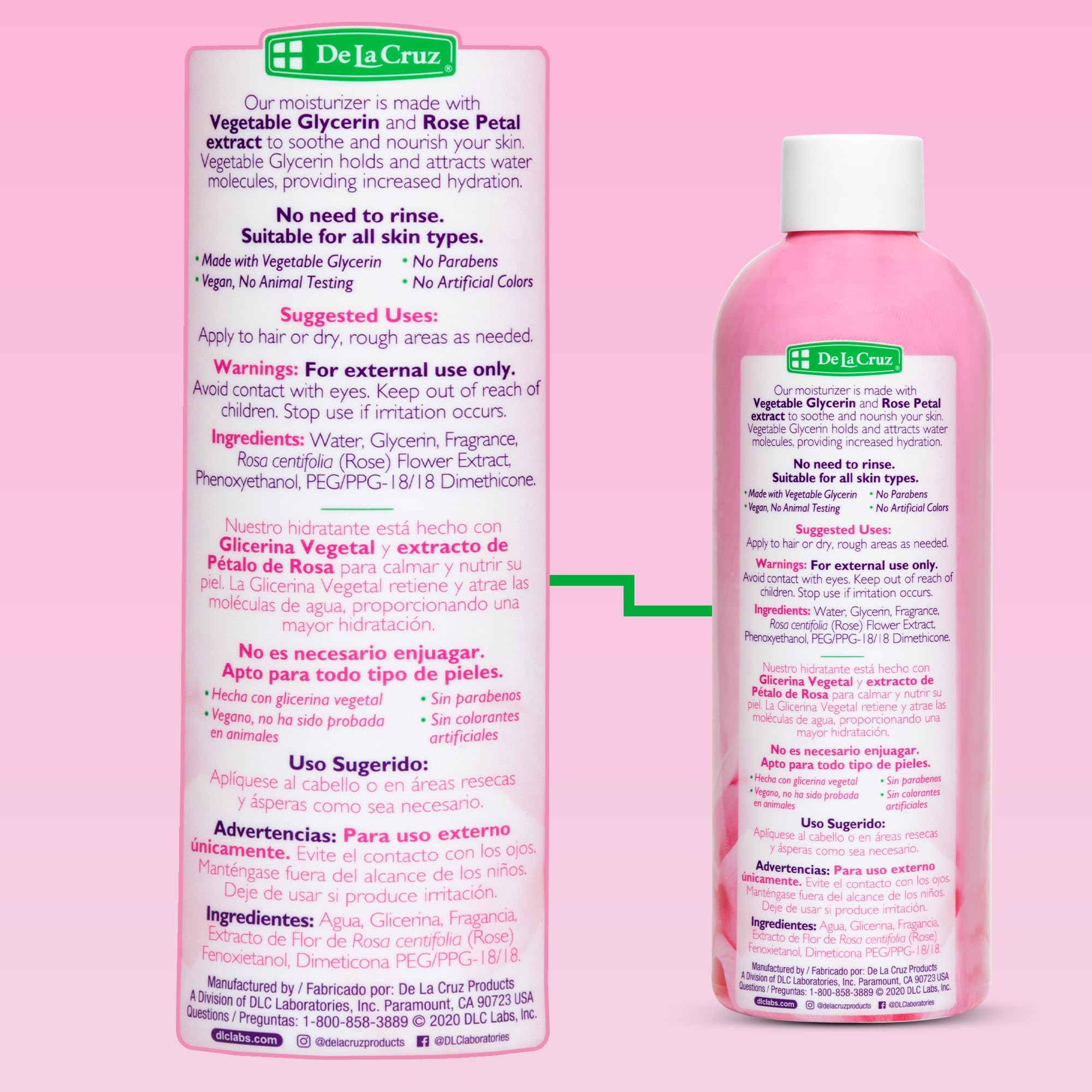 De La Cruz Rose Water on a bathroom counter for daily refresh.