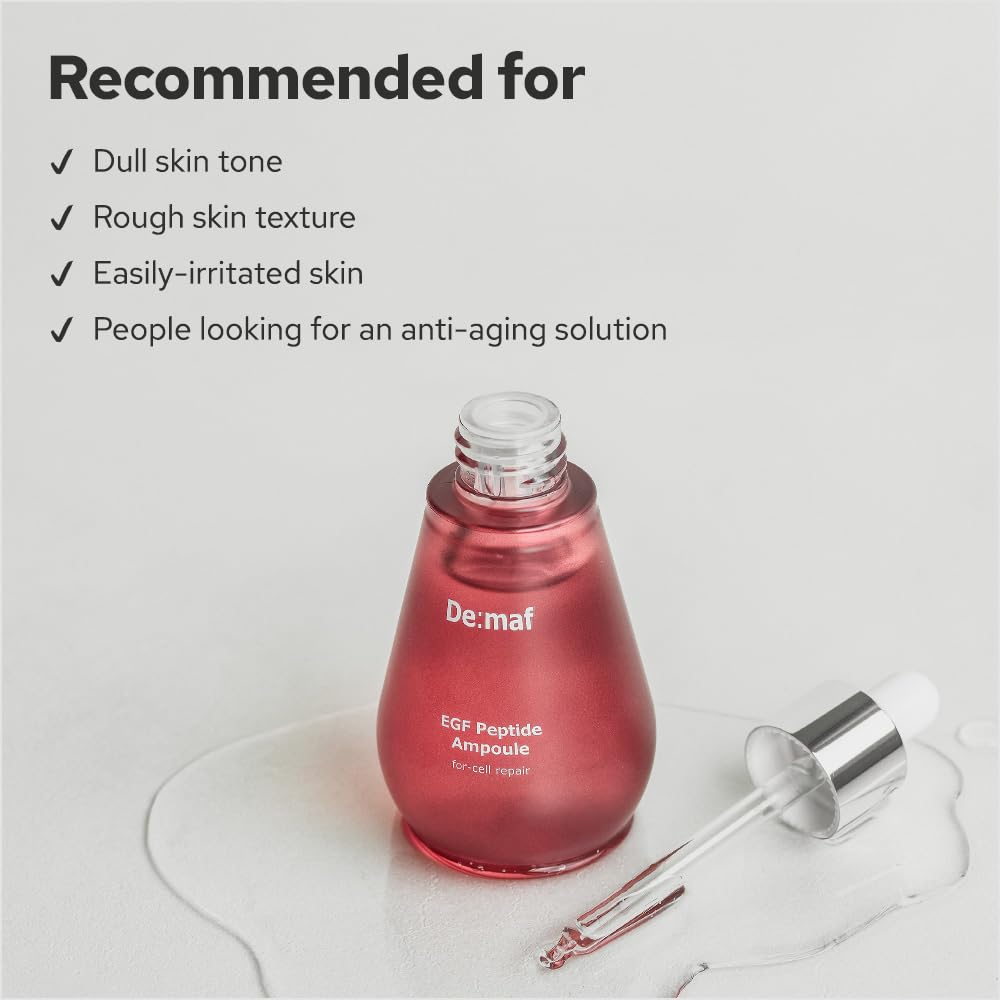 De:maf EGF Ampoule glow application fits into daily routines for a dewy finish.