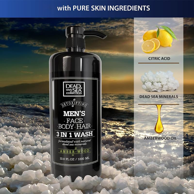 Dead Sea Collection Amber Wood Body Wash hair lather leaves hair soft.