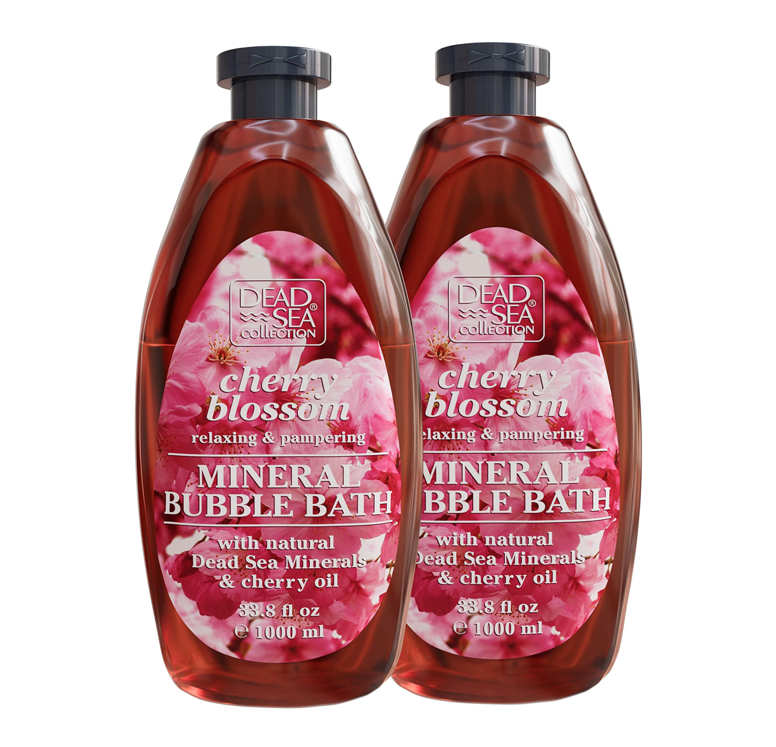 Dead Sea Collection cherry blossom bubble bath bottle image for a soothing at-home spa ritual and hydration