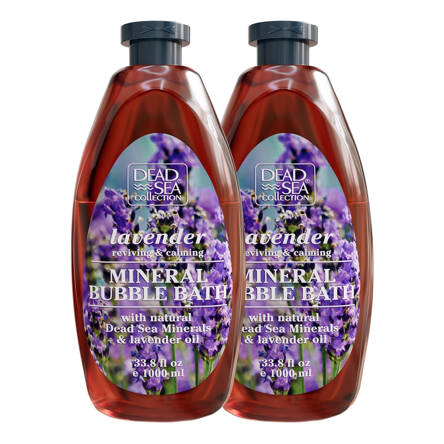 Dead Sea Collection bubble bath lavender bottle — soothing soak for relaxation and moisturized skin.