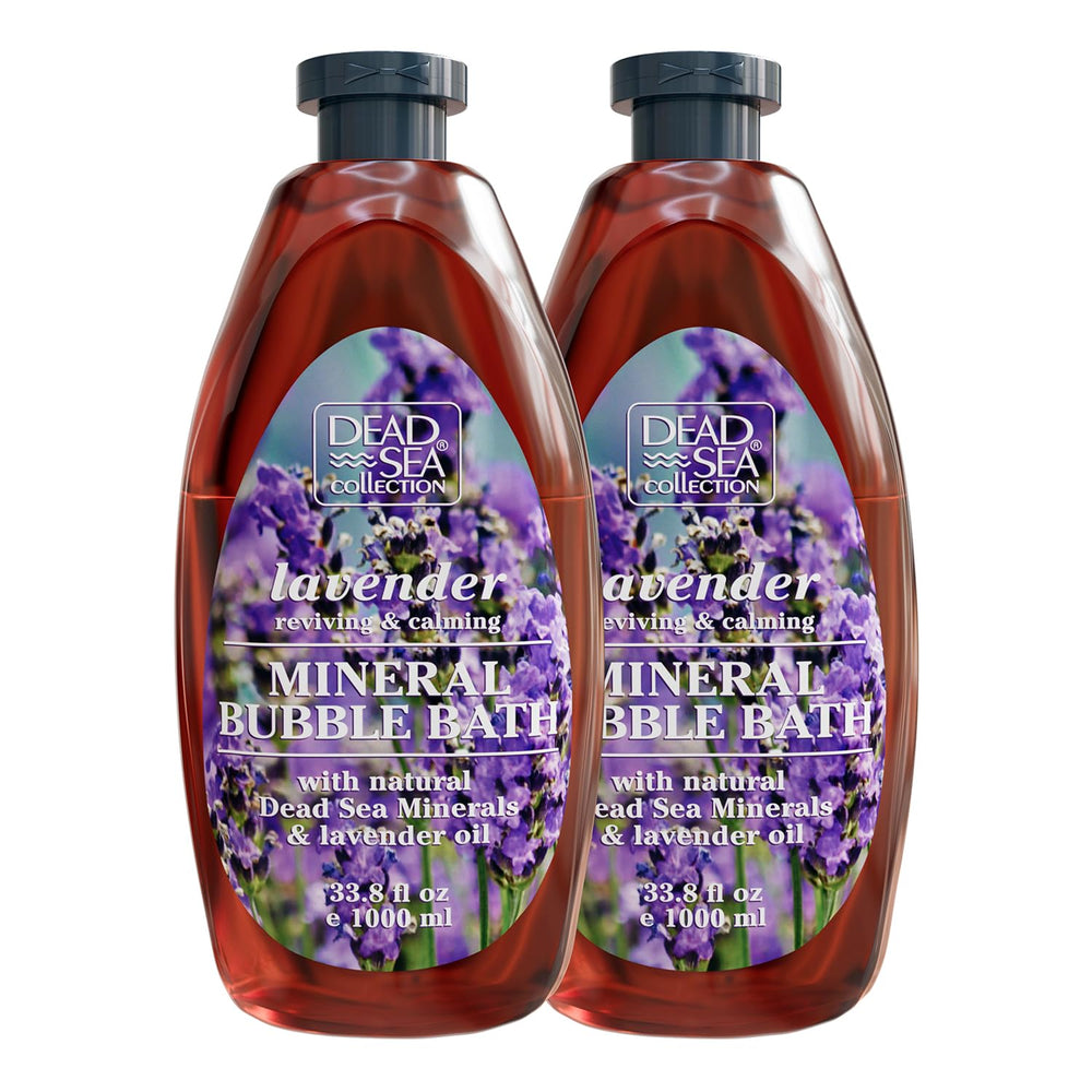 Dead Sea Collection bubble bath lavender bottle — soothing soak for relaxation and moisturized skin.