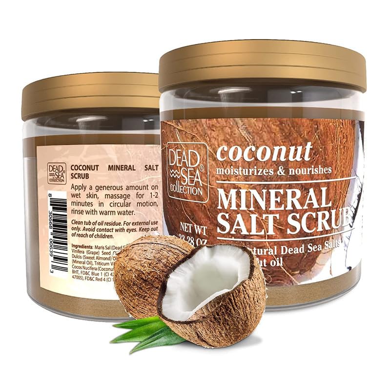 Dead Sea Collection Coconut Salt Scrub with visible coconut oils and minerals for daily use.
