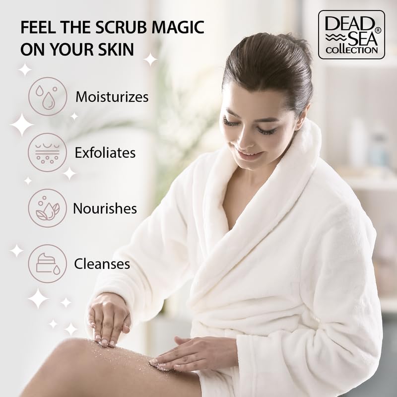 Dead Sea Collection Coconut Salt Scrub oils pour highlights pure oils delivering lasting hydration.