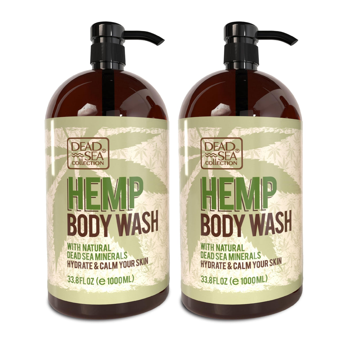Dead Sea Collection hemp body wash two bottles for long-lasting hydration