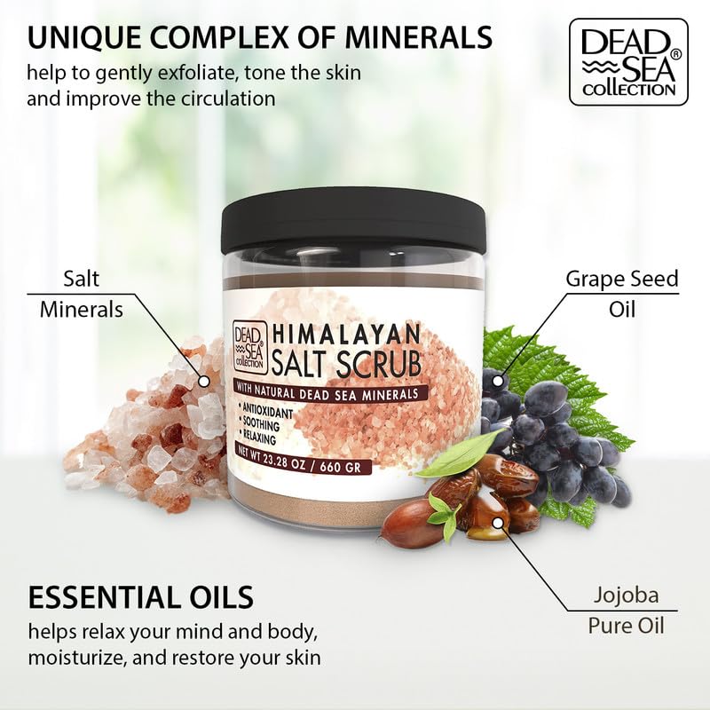 Dead Sea Collection Himalayan Salt Scrub texture shows coarse grains for gentle exfoliation.