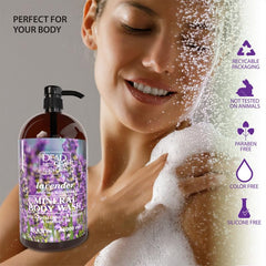Dead Sea Collection Lavender Body Wash bottle back with usage notes