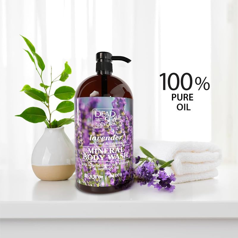Dead Sea Collection Lavender Body Wash packaging box and two bottle set
