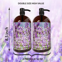 Dead Sea Collection Lavender Body Wash pump attached for easy dispensing