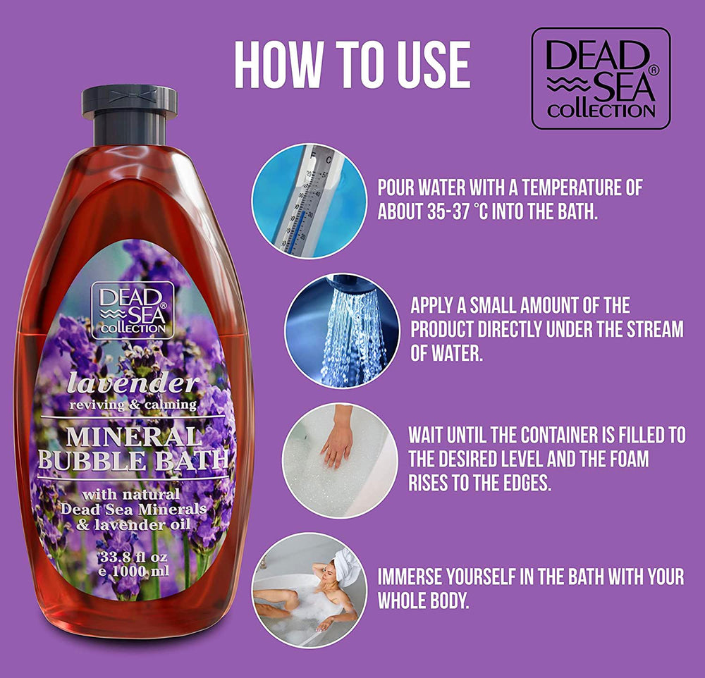 Dead Sea Collection lavender scent closeup — inviting aroma that lingers during and after the bath.