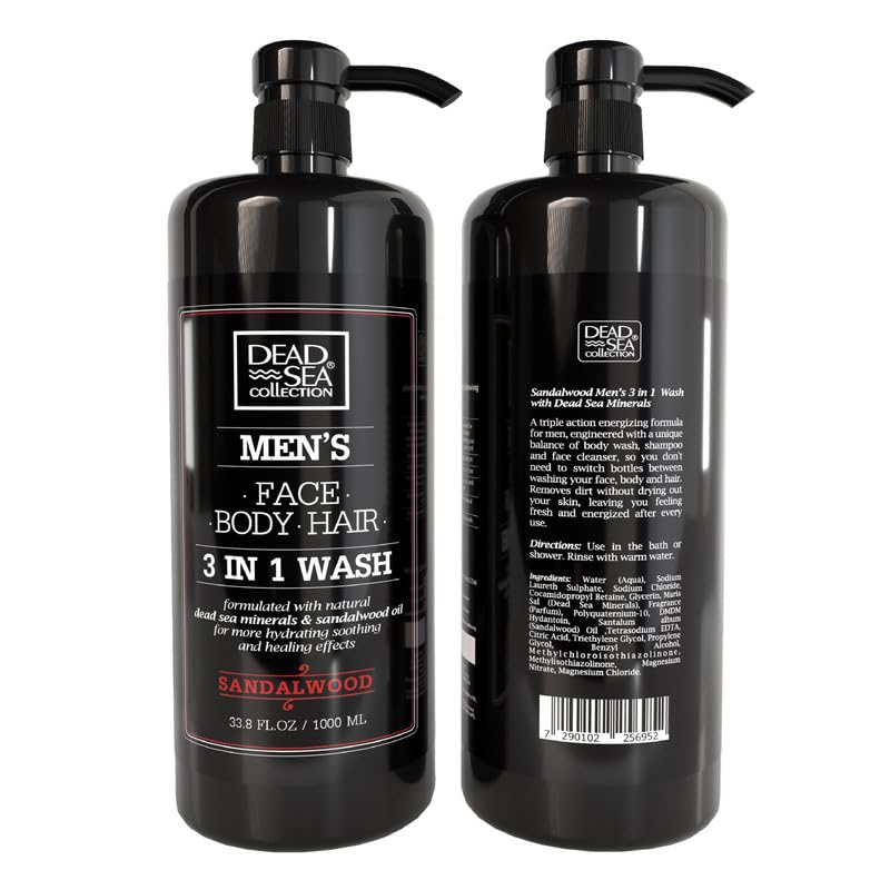 Dead Sea Collection men's body wash after-shower skin shows softness and refreshment.