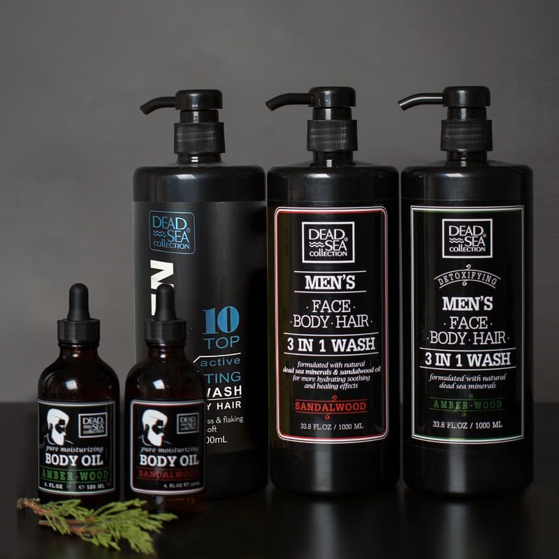 Dead Sea Collection men's body wash mineral-complex suggests minerals support daily cleansing.