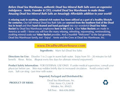 Dead Sea Warehouse Amazing Minerals bath salts in tub showing exfoliation and skin care potential.