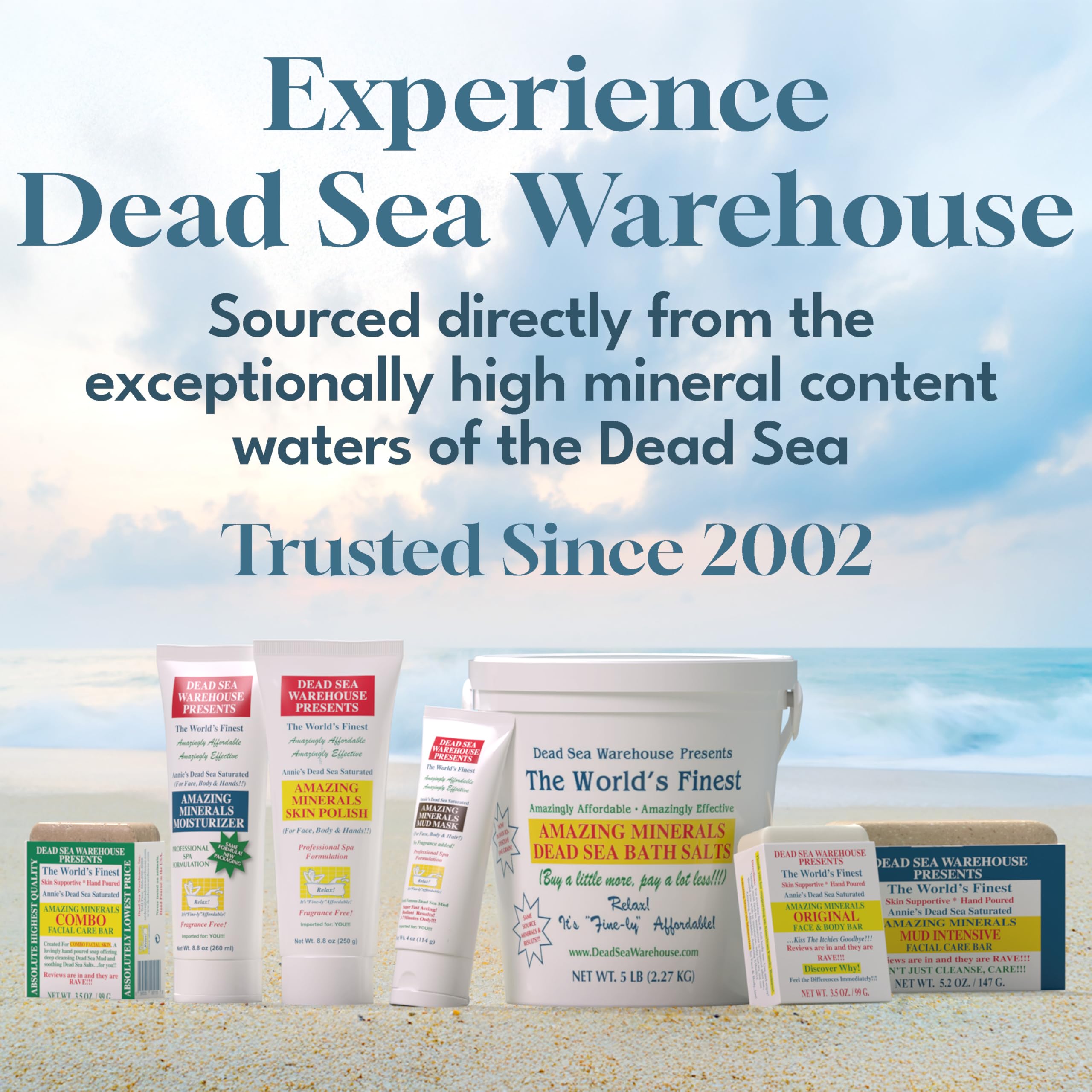 Natural and pure ingredients from Dead Sea emphasized by Dead Sea Warehouse packaging