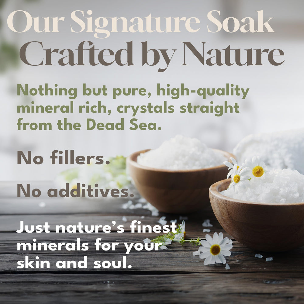 Dead Sea Warehouse salts dissolving in warm bath water showing mineral release
