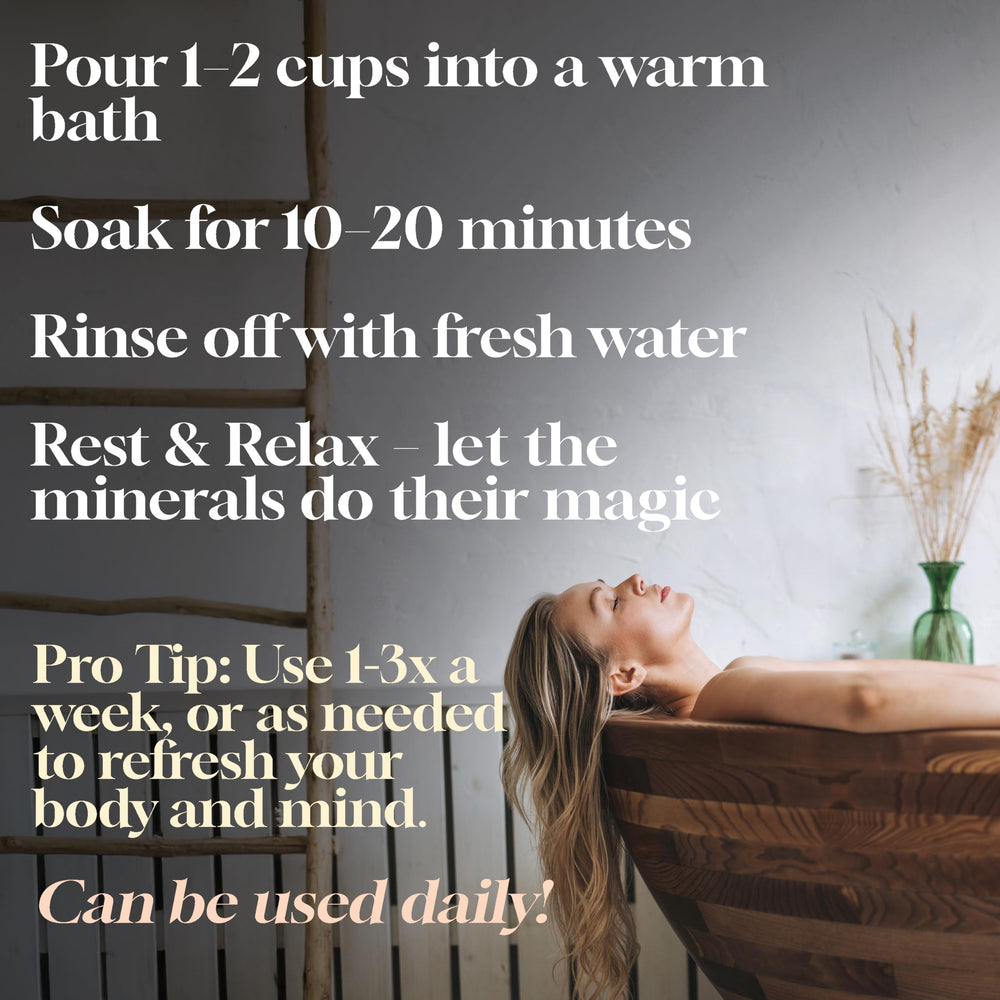 Dead Sea Warehouse bath salts visibly hydrating and softening the skin during a soak