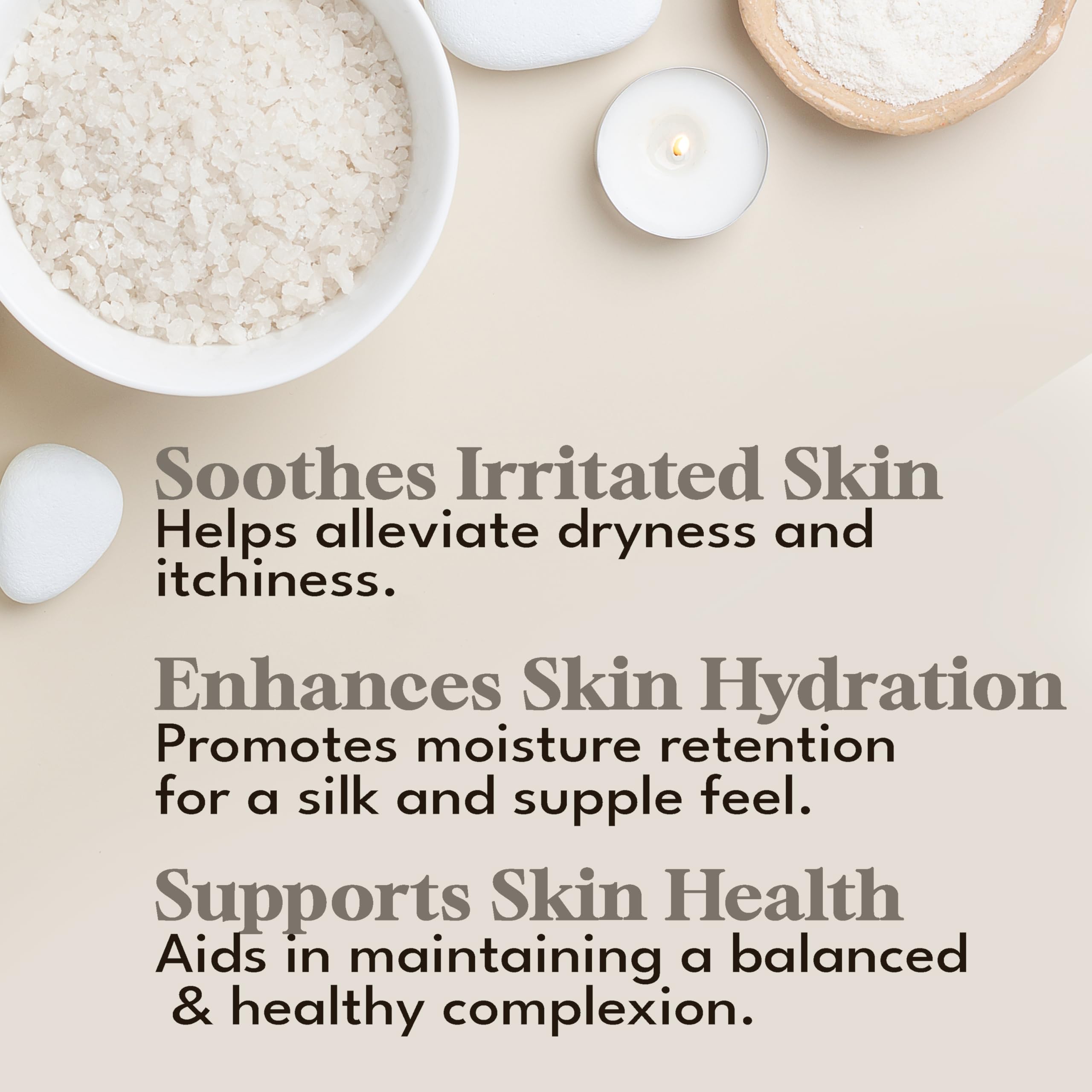 Spa-like bathroom scene featuring Dead Sea Warehouse bath salts for relaxation and softness