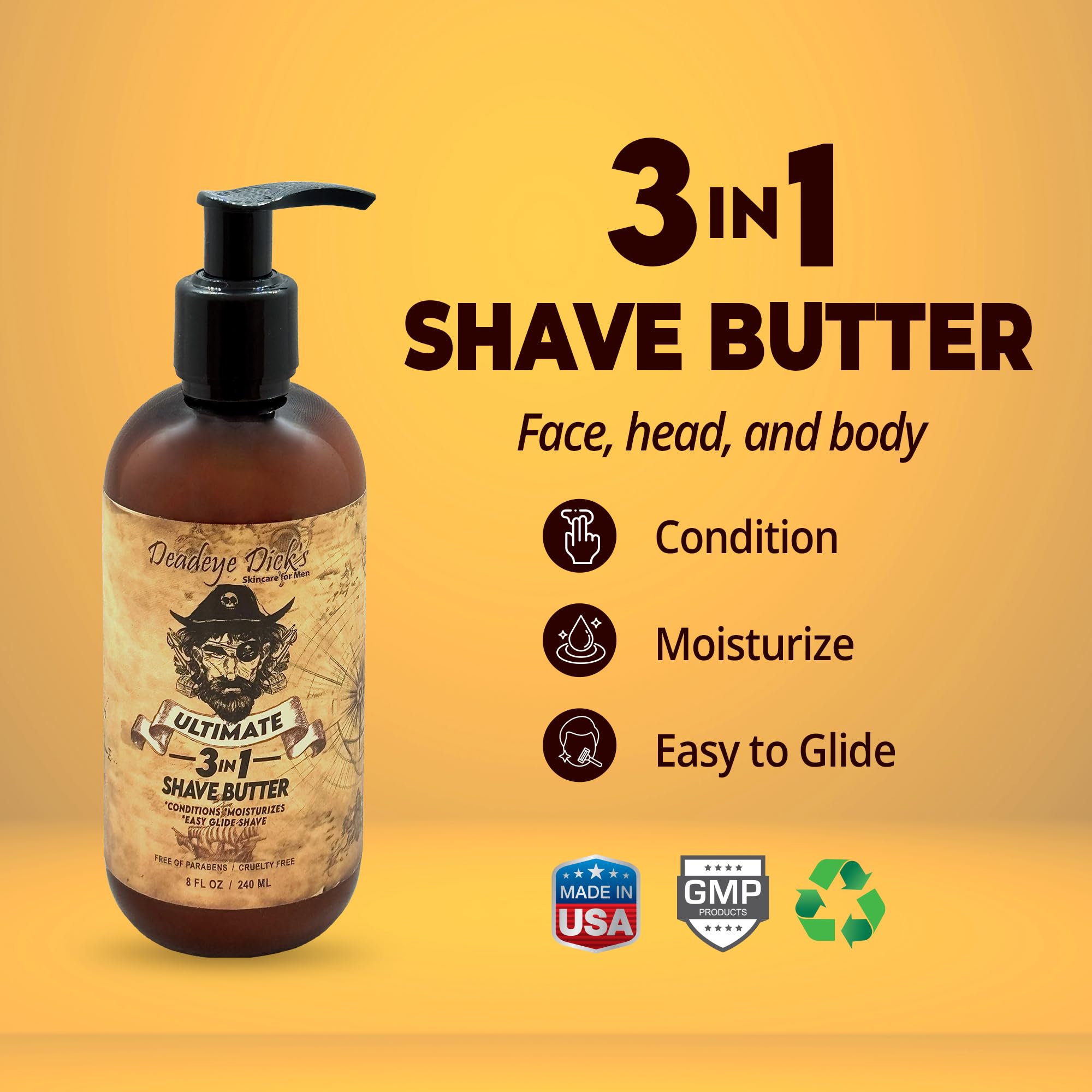 Deadeye Dick's head shave butter for comfortable, precise scalp shaving with gentle glide.