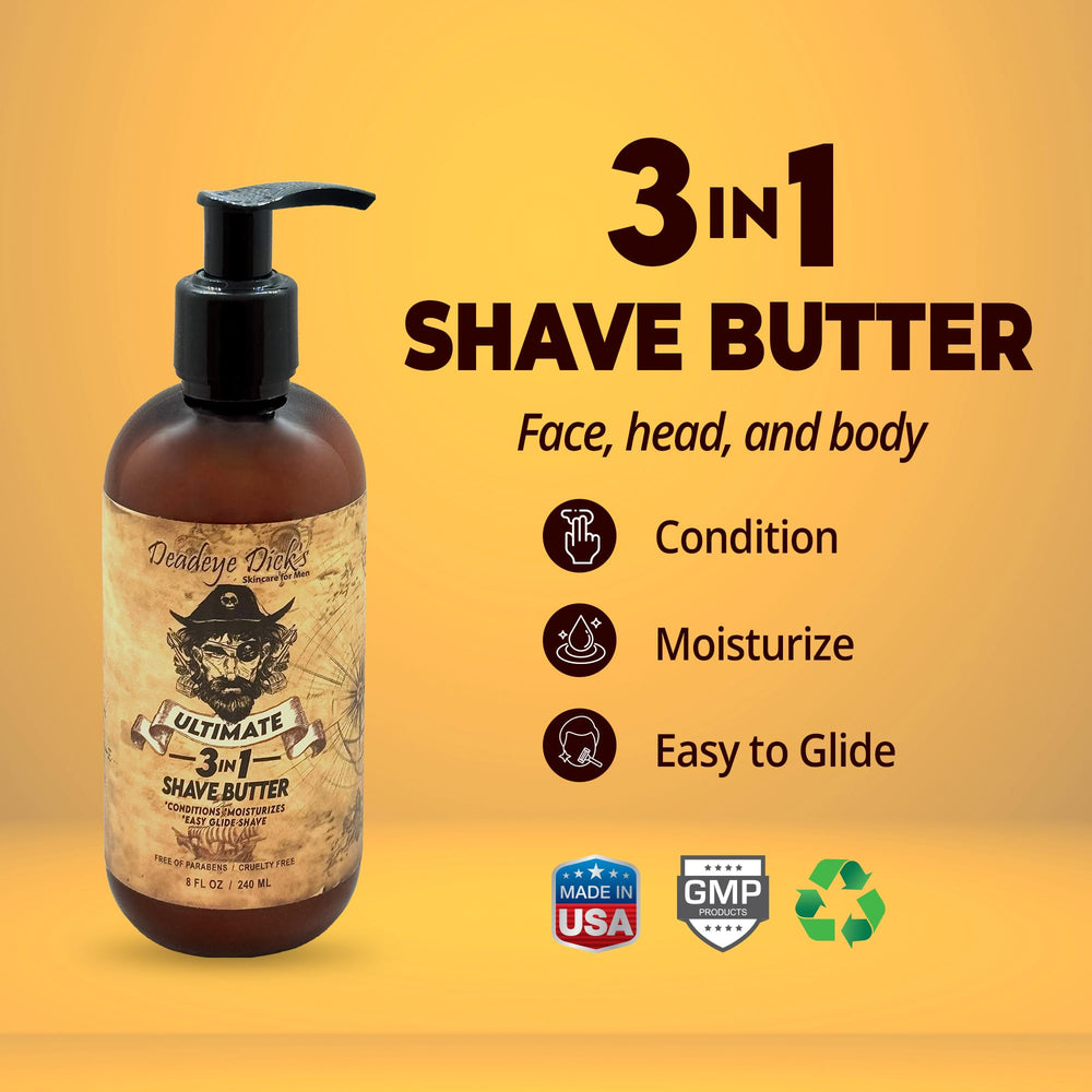 Deadeye Dick's head shave butter for comfortable, precise scalp shaving with gentle glide.