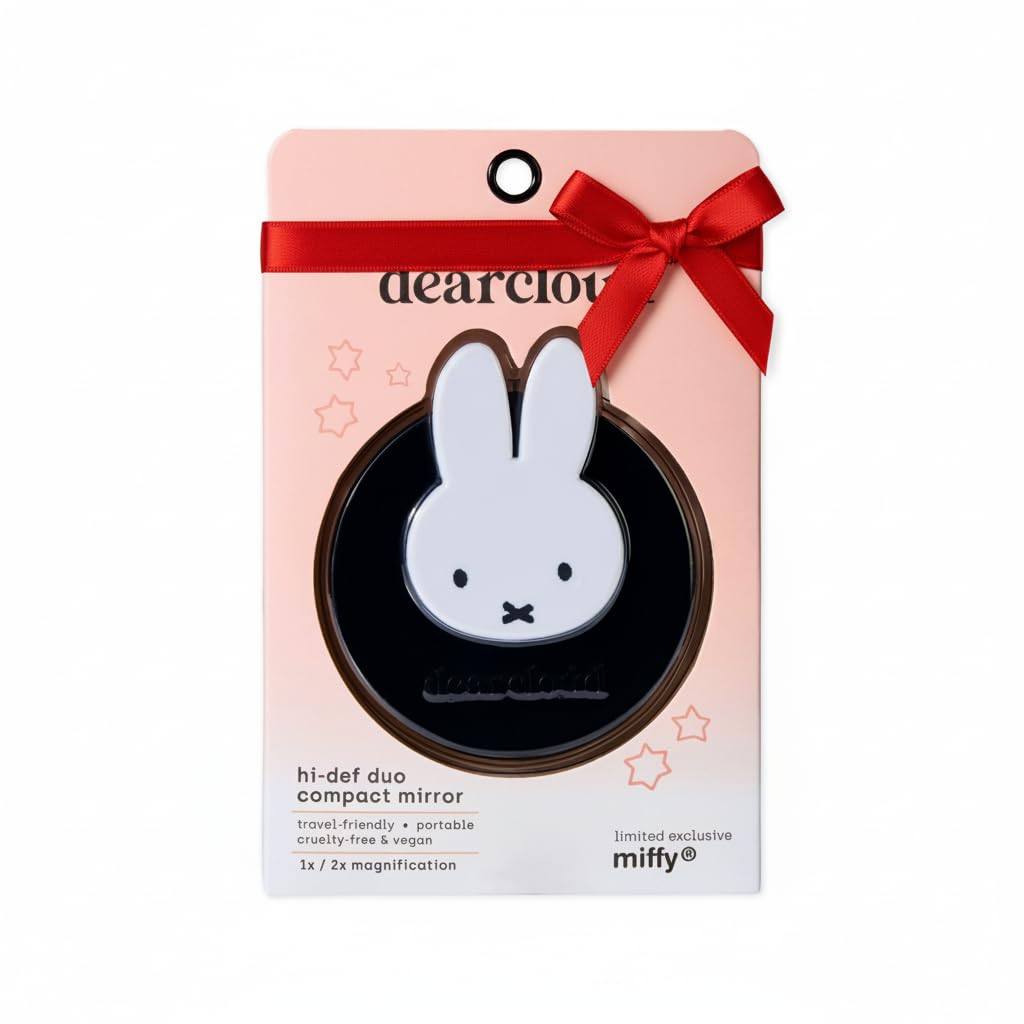 Dearcloud Miffy Hi-Def Duo compact mirror shows 1x face view for quick checks.