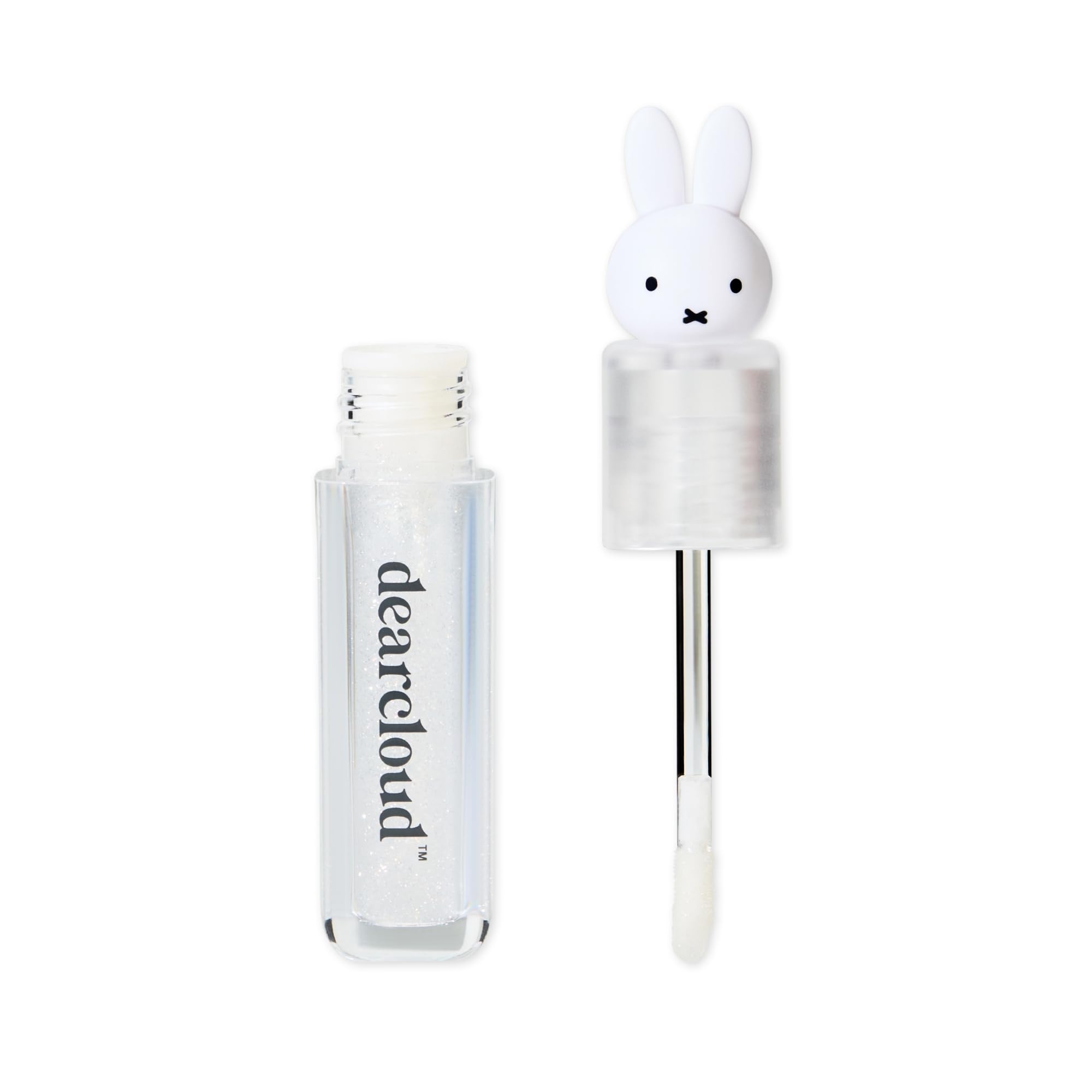 Dearcloud Miffy Lip Serum Jelly swatch shows shimmering tint on skin